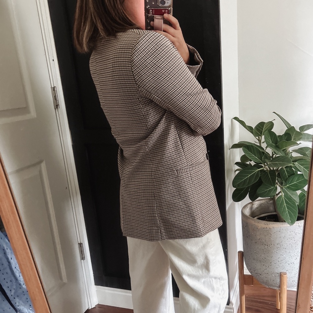 MANGO Patterned Wrap Check Blazer. Size S - Picture 16 of 16